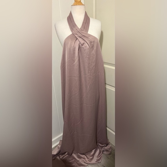 Anthropologie x BHLDN $220 Ruby Twist Halter Pink Satin Gown Plus Size 26 W - Picture 5 of 8
